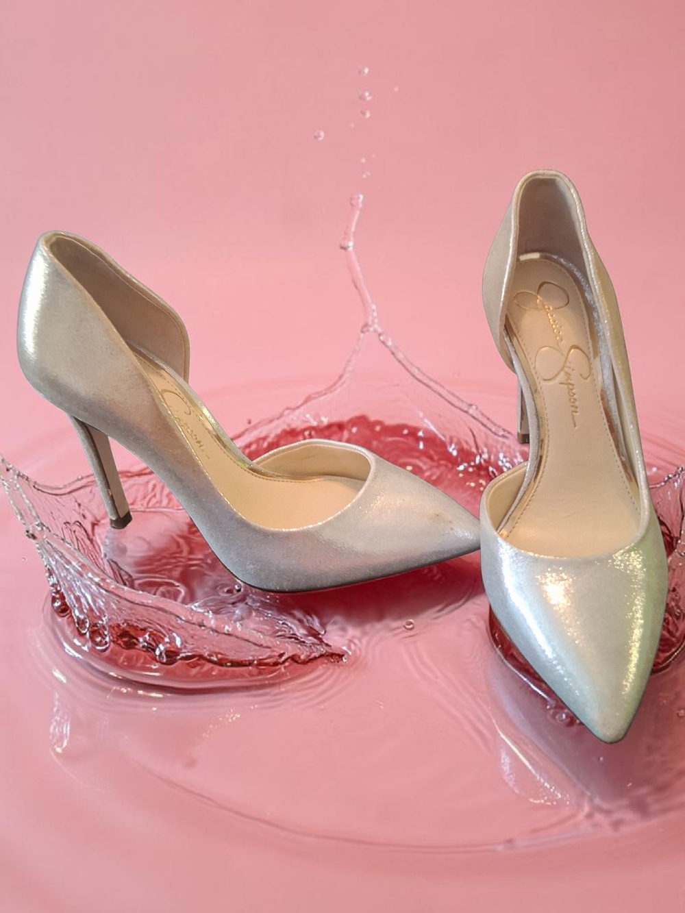 Jessica Simpson Sparkling Silver Pointed-Toe Stiletto Pumps Womens Size 5